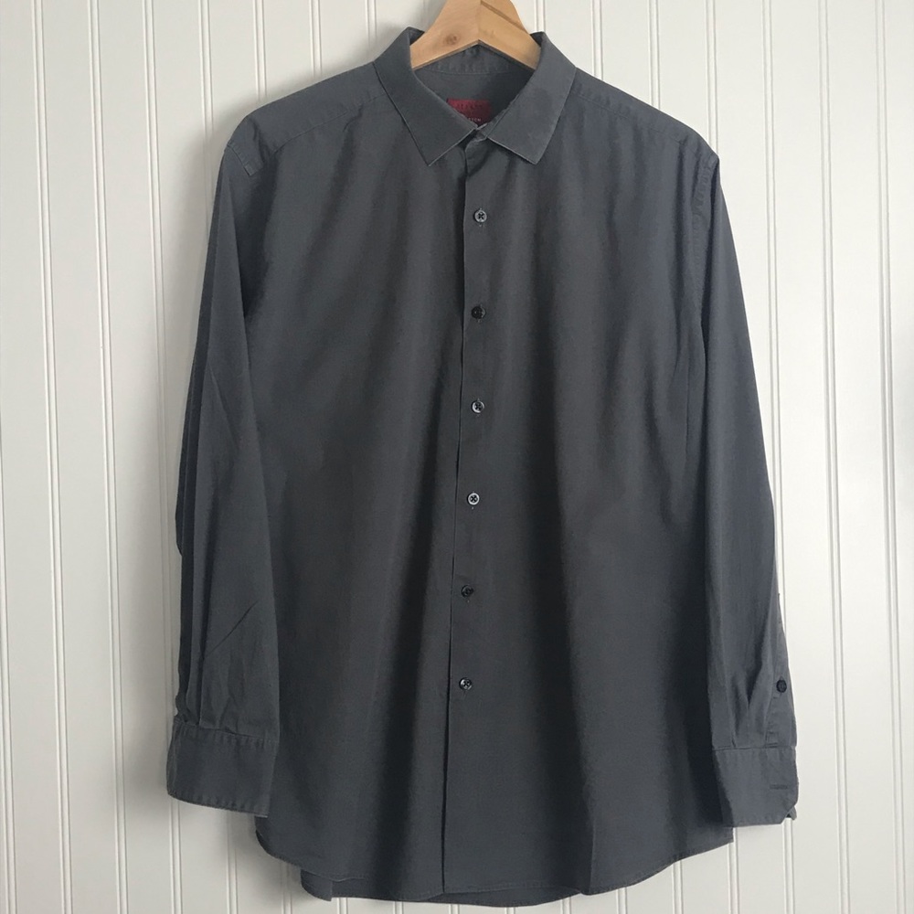 Alfani Slim Fit Gray Stretch Button Up Men’s Shirt